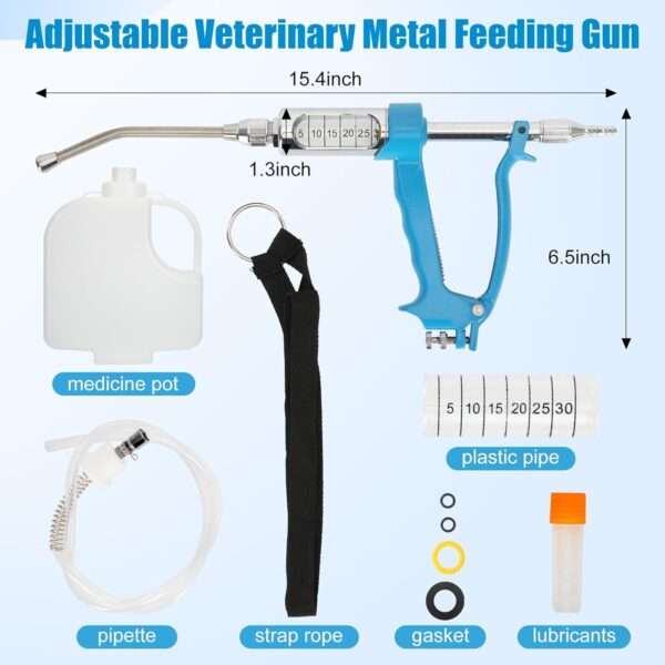 Pistola dosificadora de metal 30ml para vacas, cerdos, ovejas y caballos.