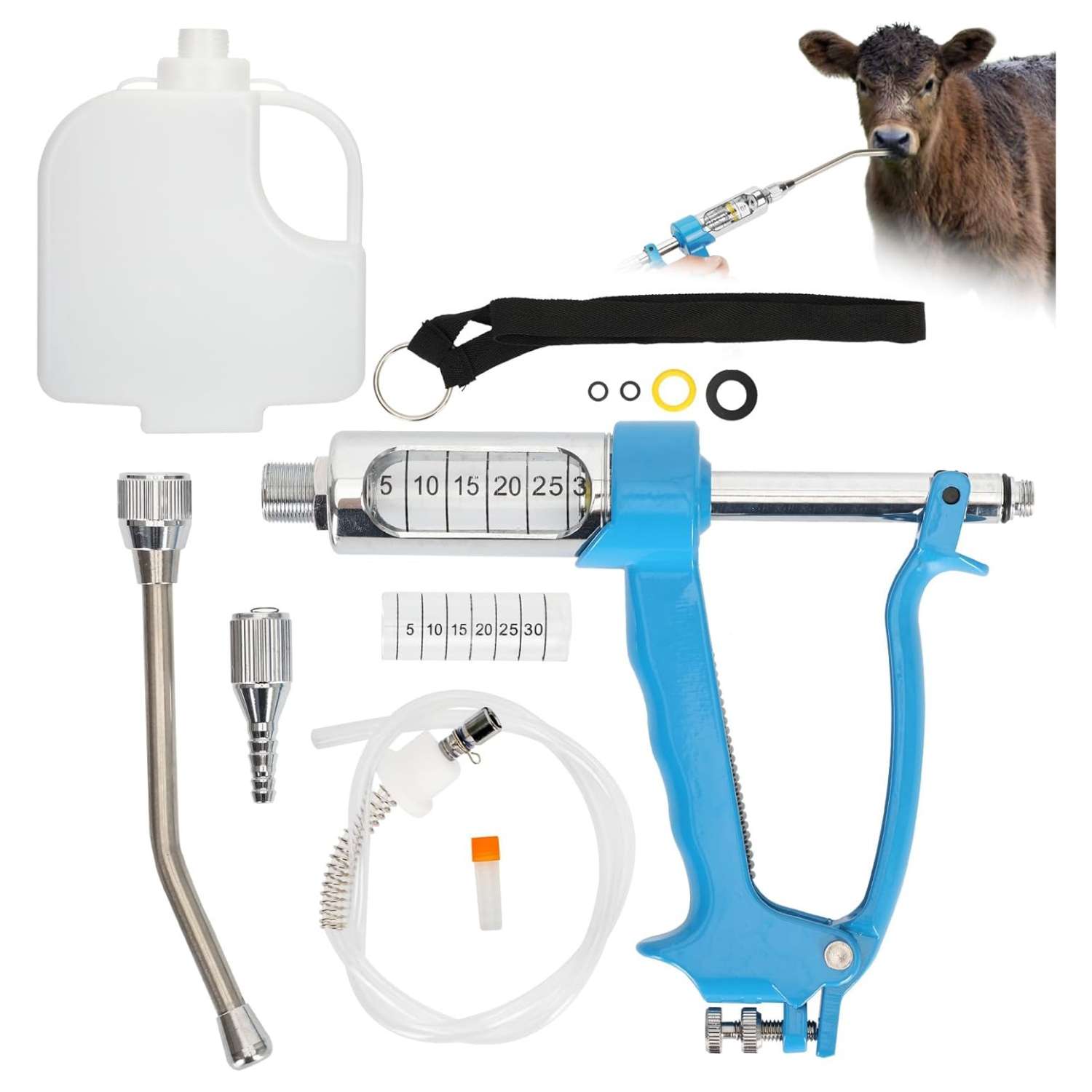 Pistola dosificadora de metal 30ml para vacas, cerdos, ovejas y caballos.