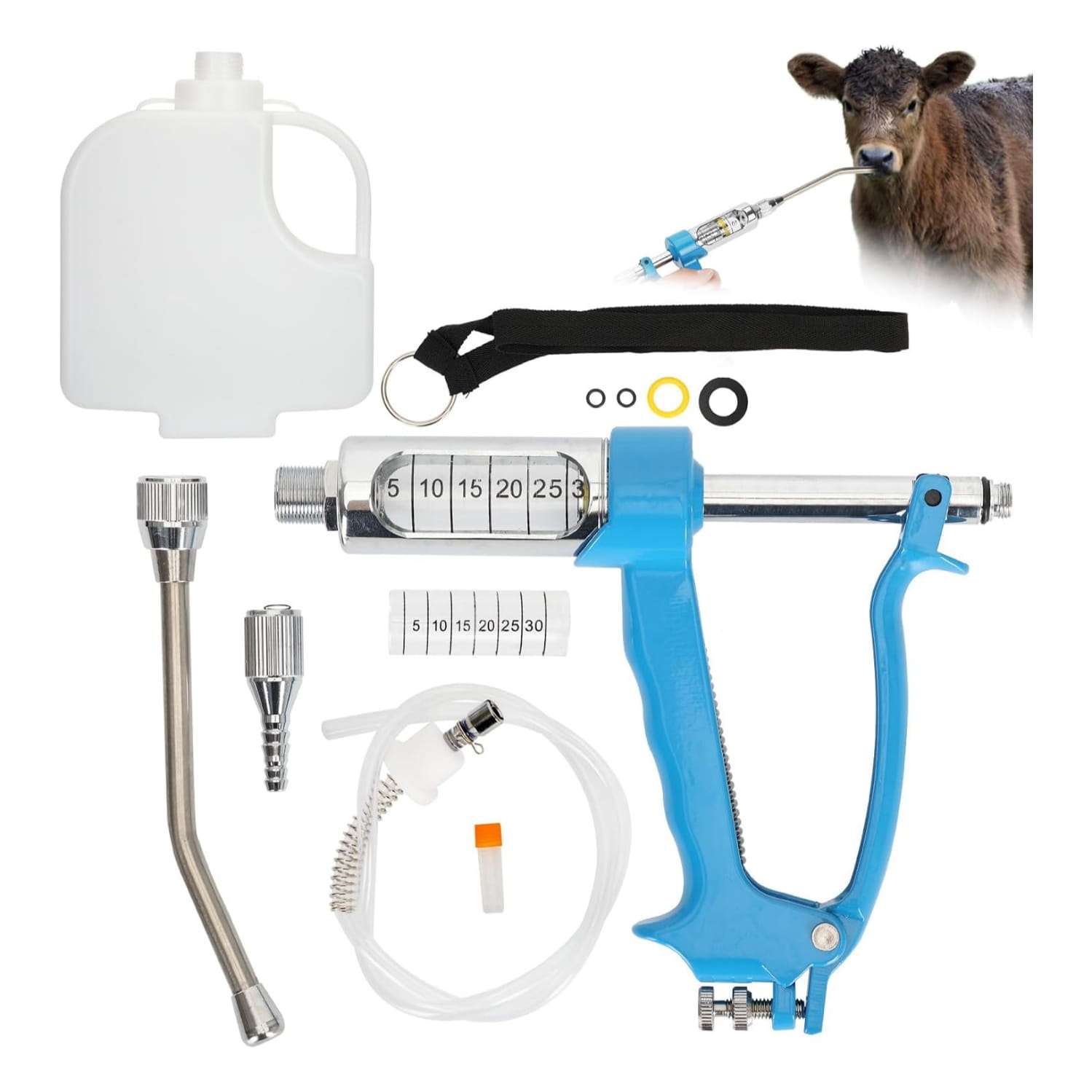 Pistola dosificadora de metal 30ml para vacas, cerdos, ovejas y caballos.