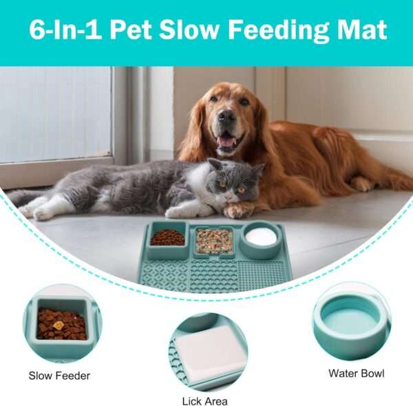 Plato de alimentación lenta de silicona para perros y gatos. Ayuda a reducir la ansiedad y la velocidad al comer.