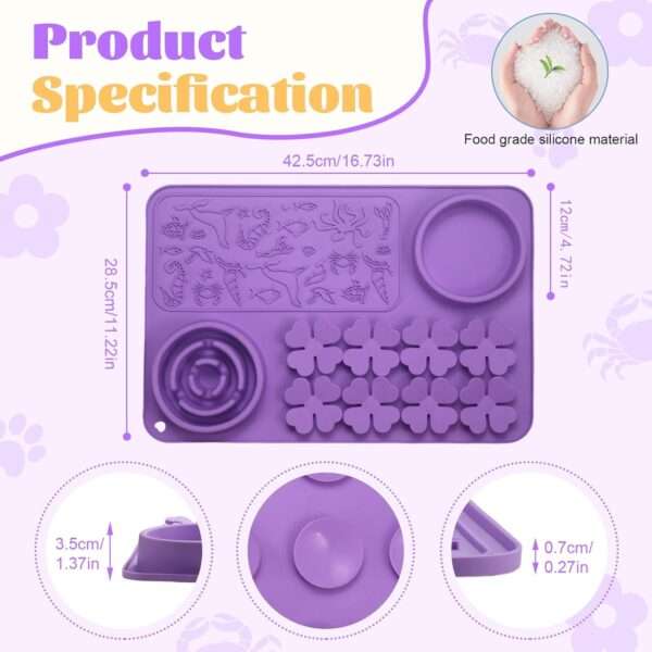 Alfombrilla de silicona para perros y gatos. Es un tapete interactivo que promueve la alimentación lenta.