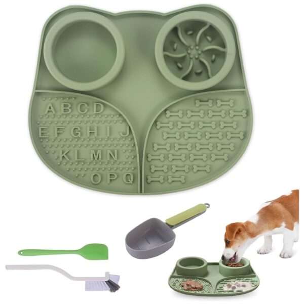 Tazón de alimentación lenta para perros y gatos. Es un plato de silicona con base antideslizante para evitar derrames.
