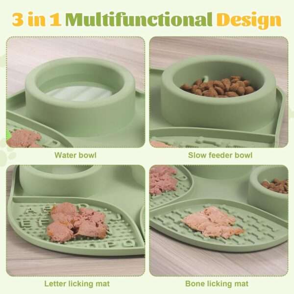 Tazón de alimentación lenta para perros y gatos. Es un plato de silicona con base antideslizante para evitar derrames.