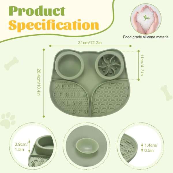 Tazón de alimentación lenta para perros y gatos. Es un plato de silicona con base antideslizante para evitar derrames.
