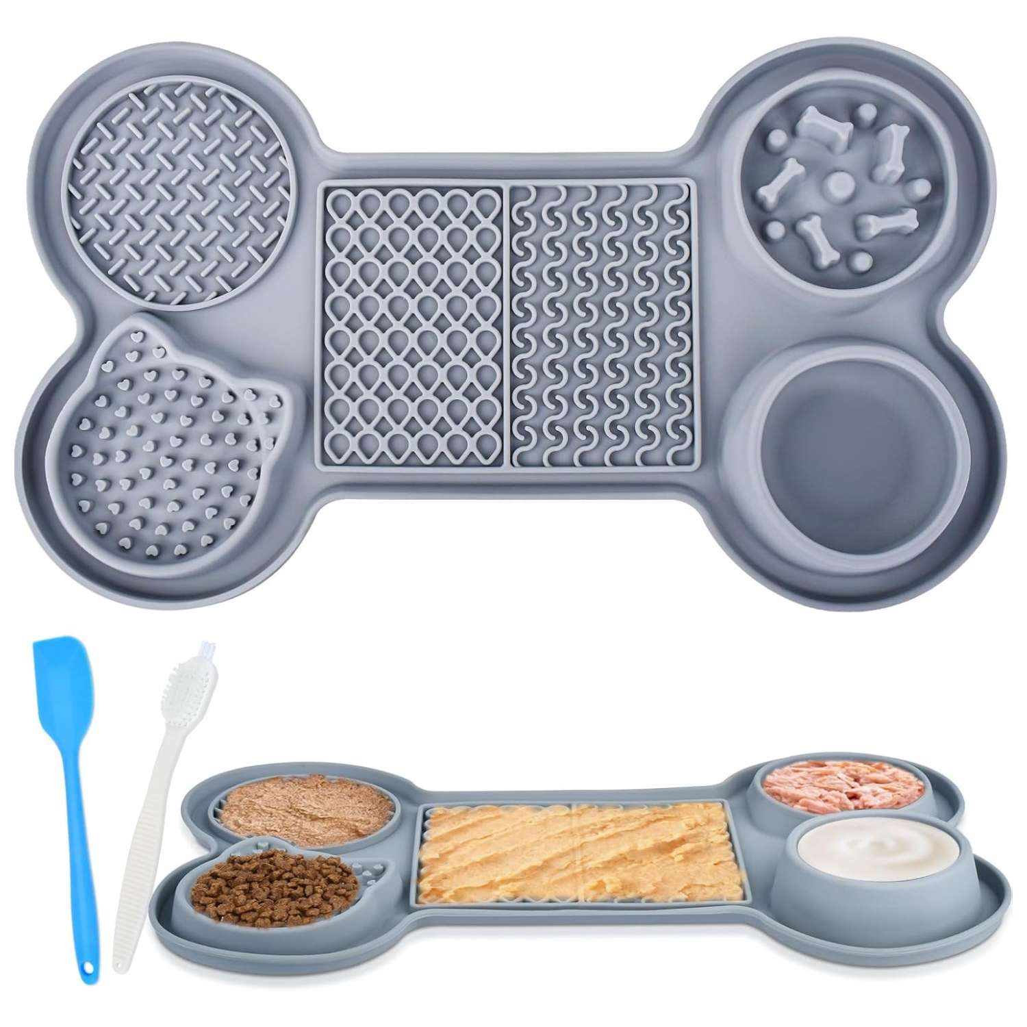Plato para lamer de silicona para perros. Es un comedero lento con ventosas que ayuda a aliviar la ansiedad.