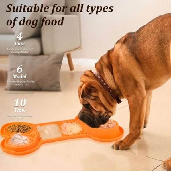 Plato para lamer de silicona para perros. Es un comedero lento con ventosas que ayuda a aliviar la ansiedad.