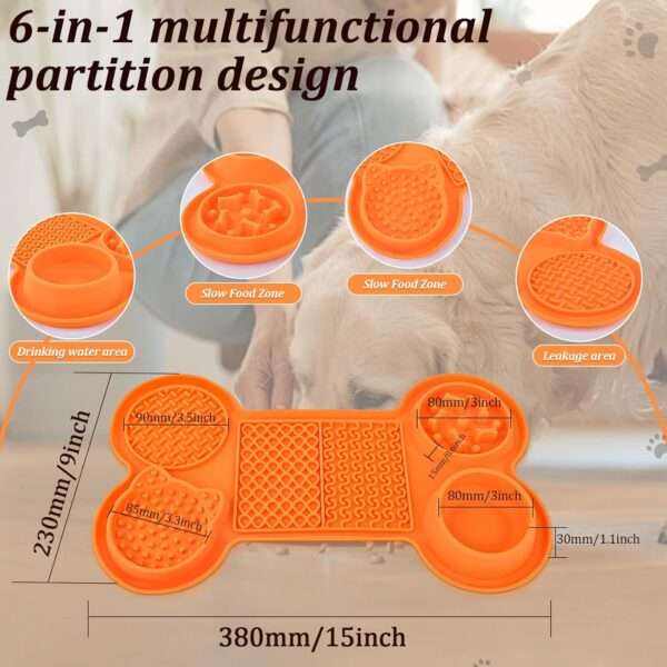 Plato para lamer de silicona para perros. Es un comedero lento con ventosas que ayuda a aliviar la ansiedad.