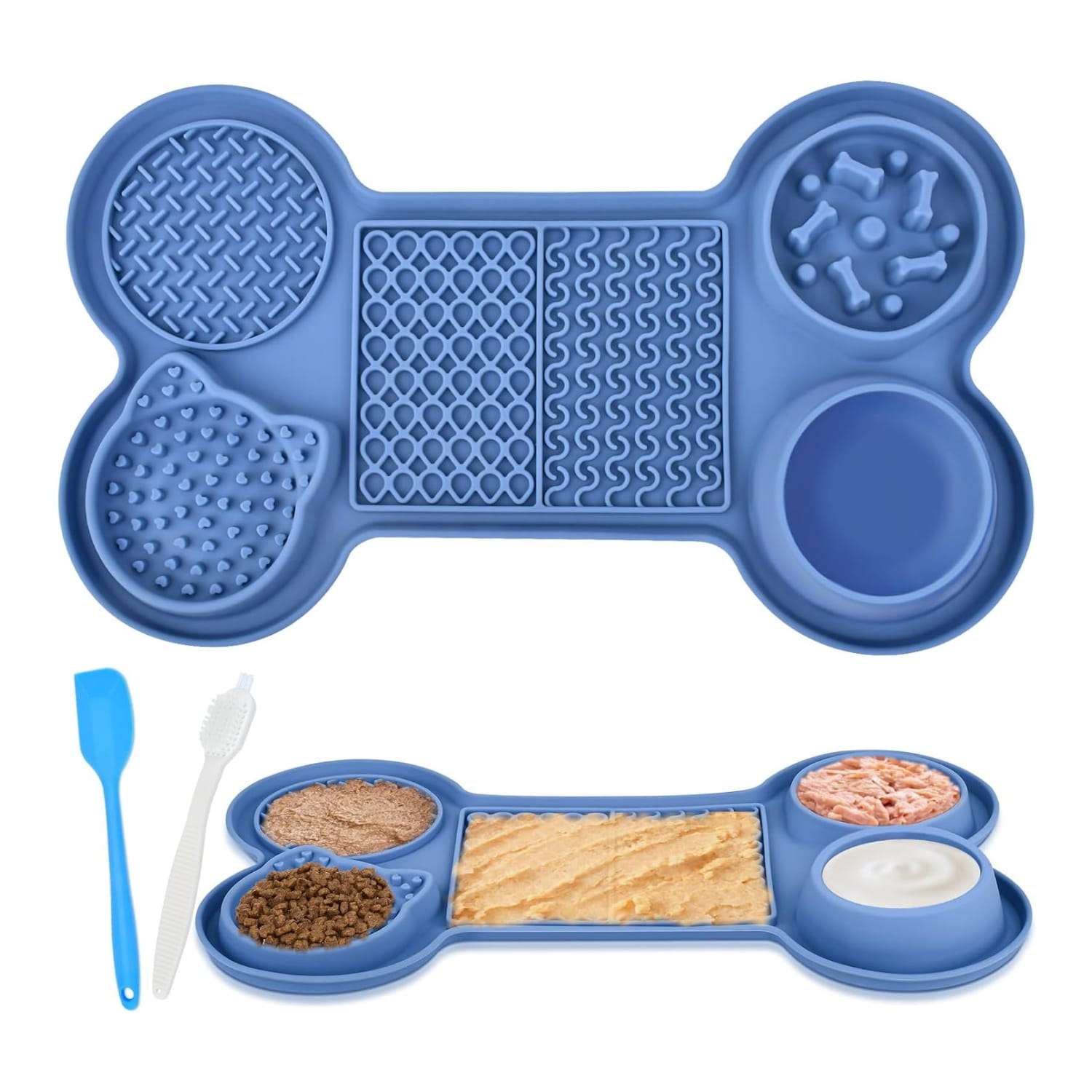 Plato para lamer de silicona para perros. Es un comedero lento con ventosas que ayuda a aliviar la ansiedad.