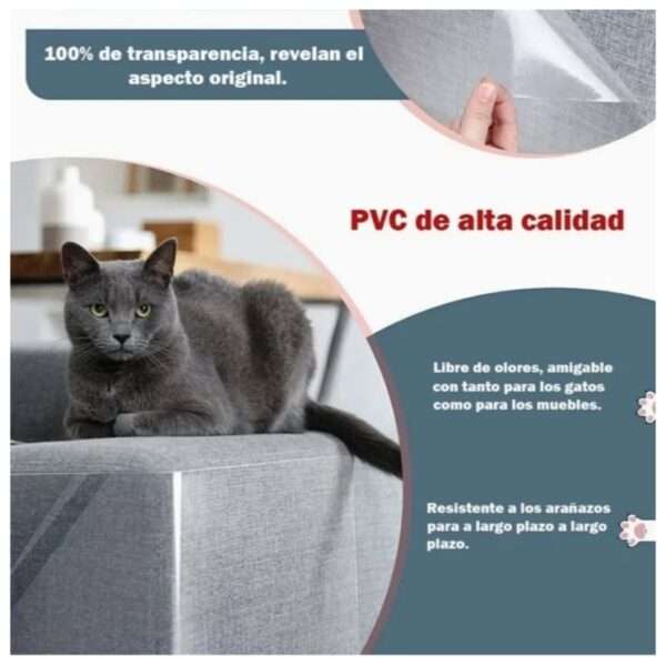 Protectores de sofá transparentes para gatos antiarañazos.