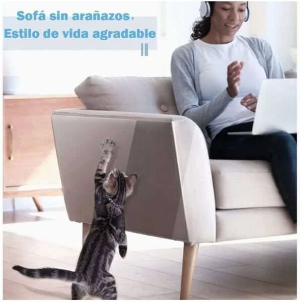 Protectores de sofá transparentes para gatos antiarañazos.