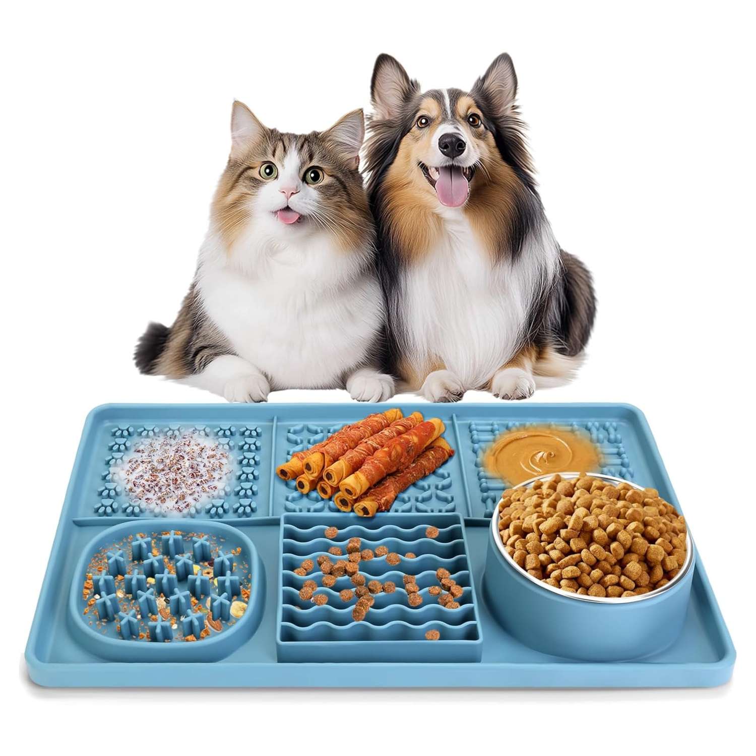 Tapete para lamer para perros y gatos. Es un tapete de silicona para reducir el aburrimiento y la ansiedad.