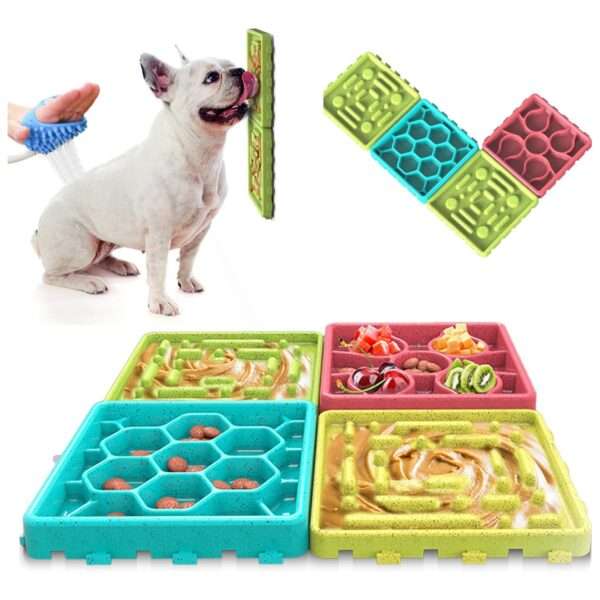 Tapete de alimentación lenta para perros. Es una alfombrilla antiestrés para reducir la ansiedad.