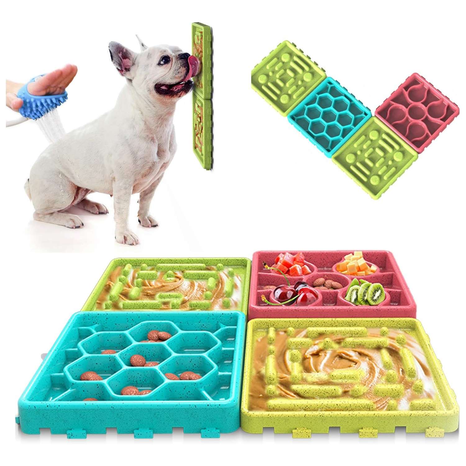 Tapete de alimentación lenta para perros. Es una alfombrilla antiestrés para reducir la ansiedad.