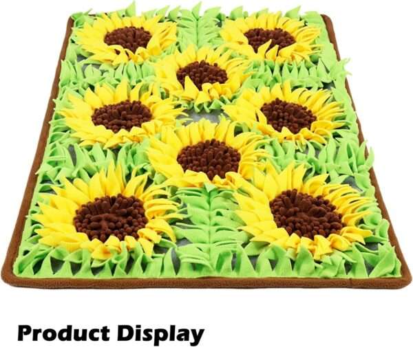 Tapete de olfateo para perros con forma de girasol. Es un juguete que fomenta la estimulación mental y la alimentación lenta.