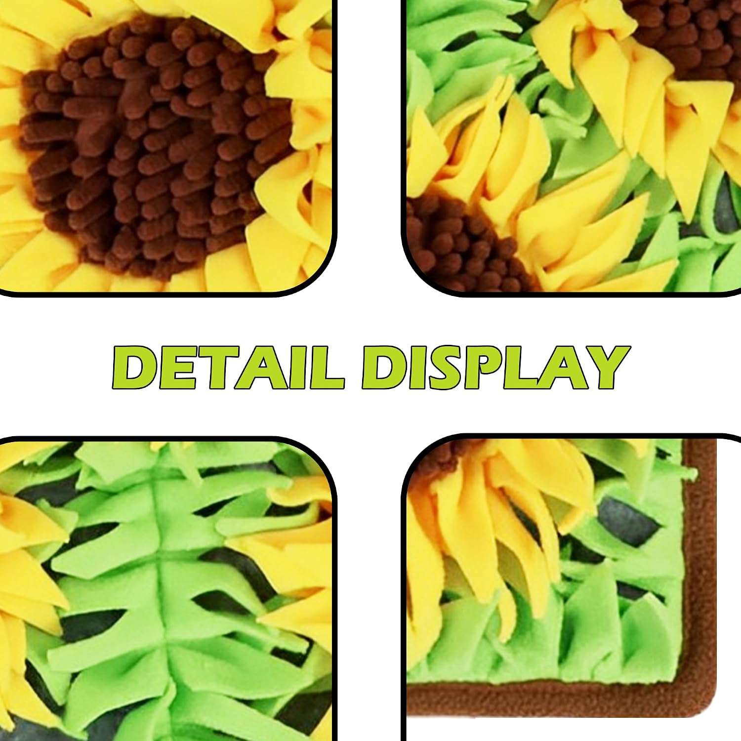 Tapete de olfateo para perros con forma de girasol. Es un juguete que fomenta la estimulación mental y la alimentación lenta.