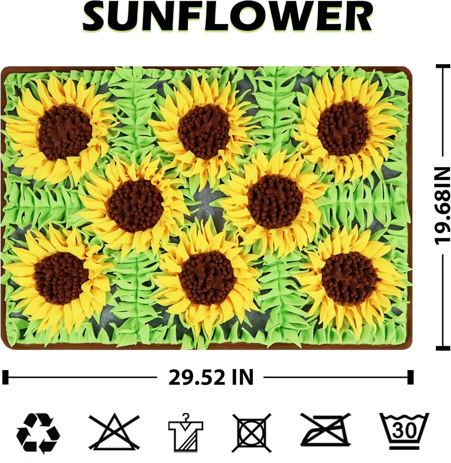 Tapete de olfateo para perros con forma de girasol. Es un juguete que fomenta la estimulación mental y la alimentación lenta.