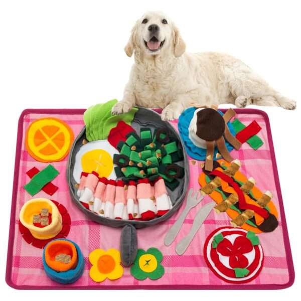 Tapete de olfateo para perros y gatos. Es un juguete que fomenta la alimentación lenta y el enriquecimiento mental.