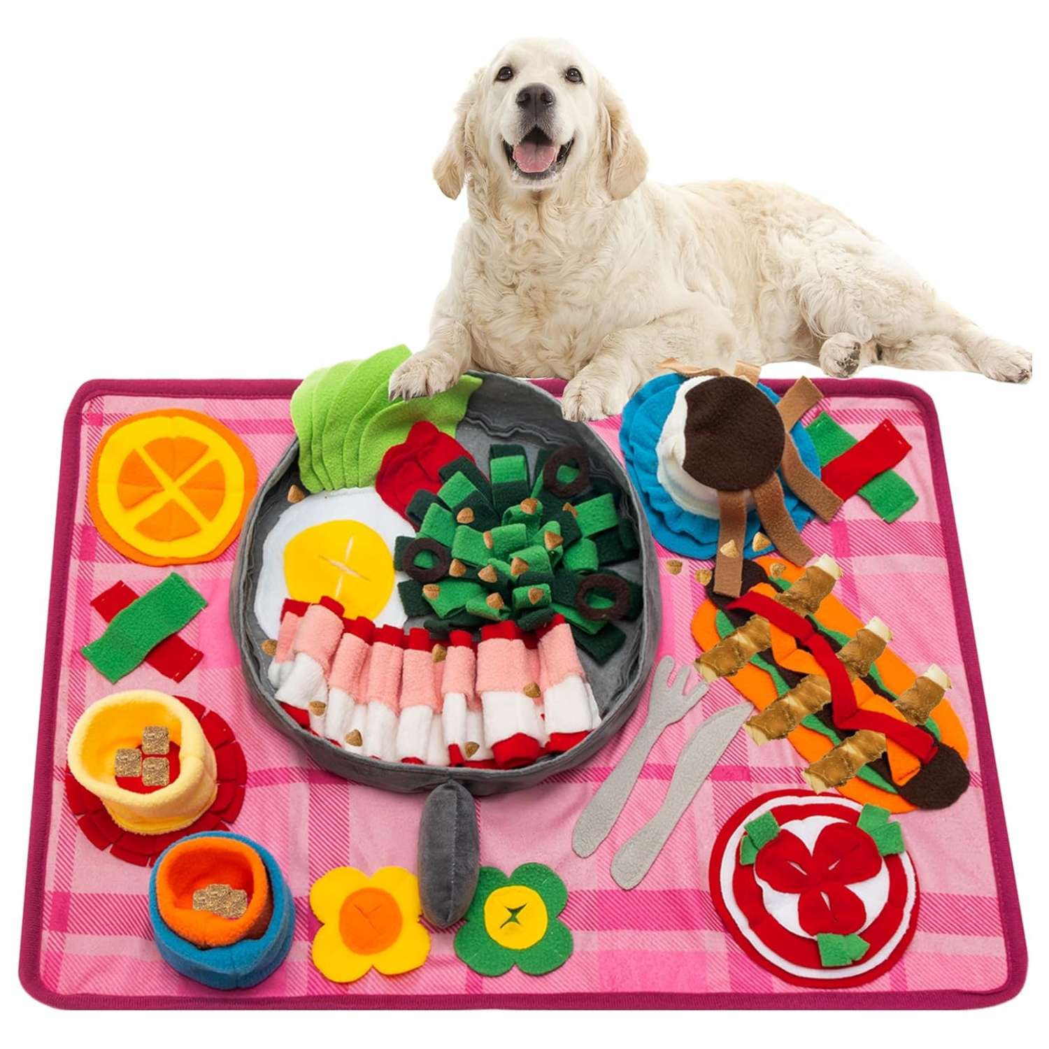 Tapete de olfateo para perros y gatos. Es un juguete que fomenta la alimentación lenta y el enriquecimiento mental.
