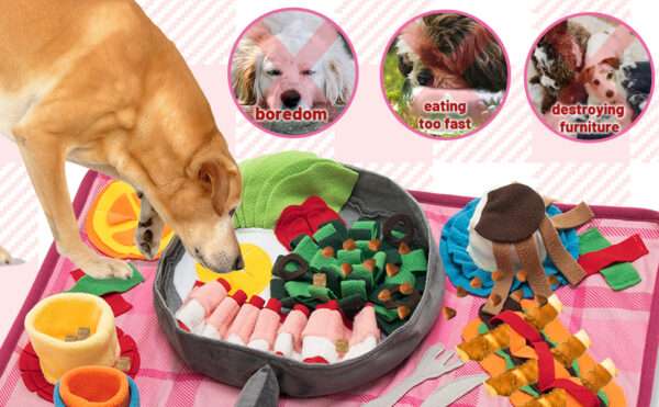 Tapete de olfateo para perros y gatos. Es un juguete que fomenta la alimentación lenta y el enriquecimiento mental.
