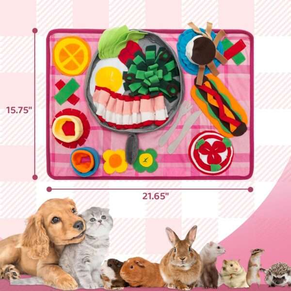 Tapete de olfateo para perros y gatos. Es un juguete que fomenta la alimentación lenta y el enriquecimiento mental.