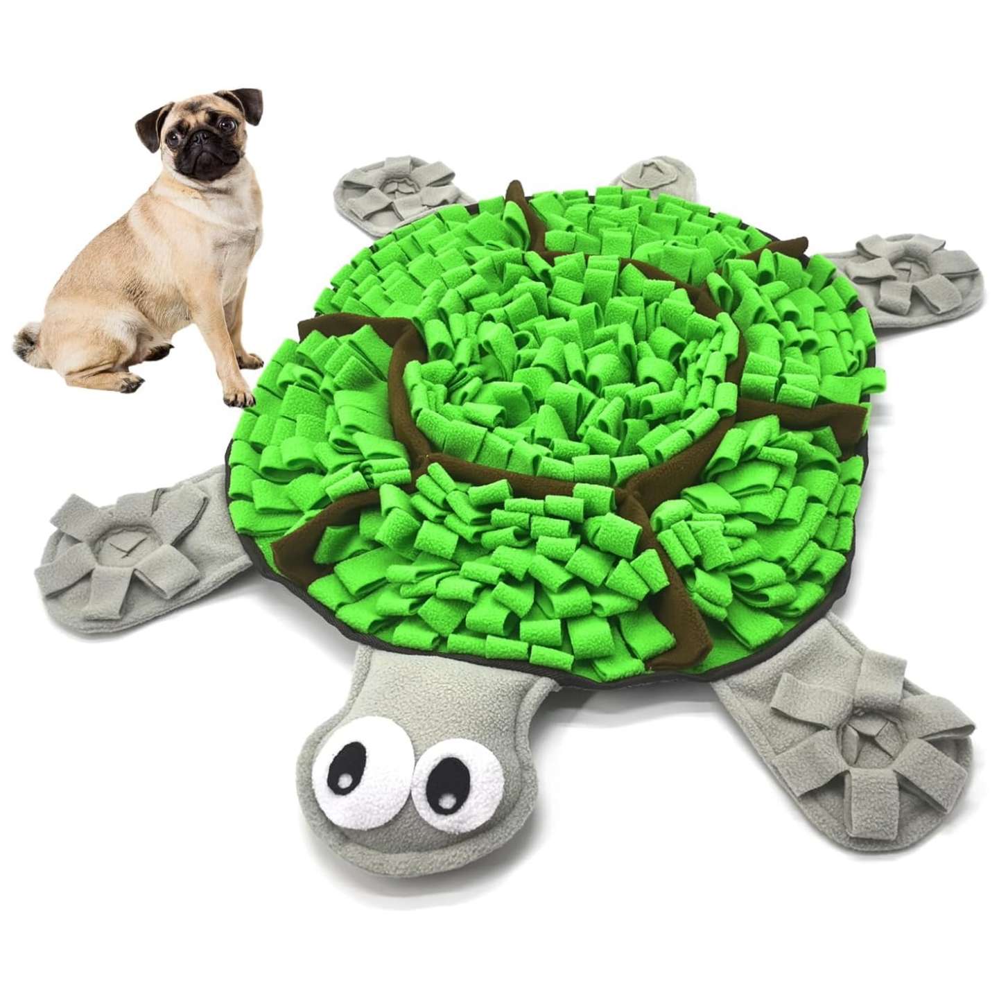 Tapete de olfato para perros con forma de tortuga. Es un comedero lento que ayuda a estimular la mente de la mascota.