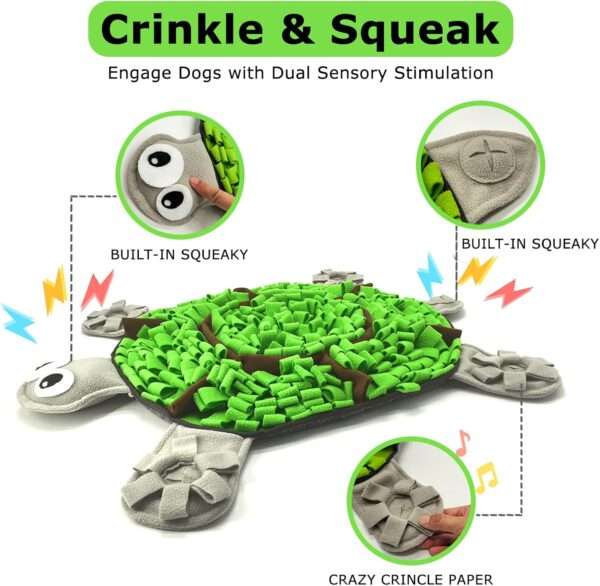 Tapete de olfato para perros con forma de tortuga. Es un comedero lento que ayuda a estimular la mente de la mascota.