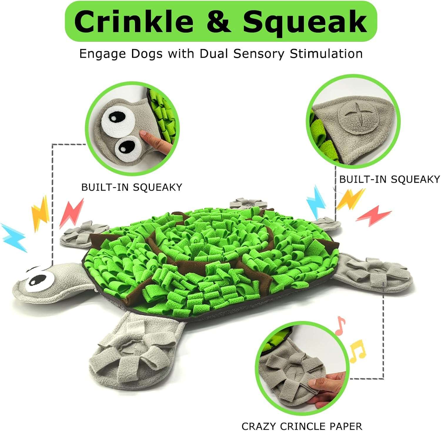 Tapete de olfato para perros con forma de tortuga. Es un comedero lento que ayuda a estimular la mente de la mascota.