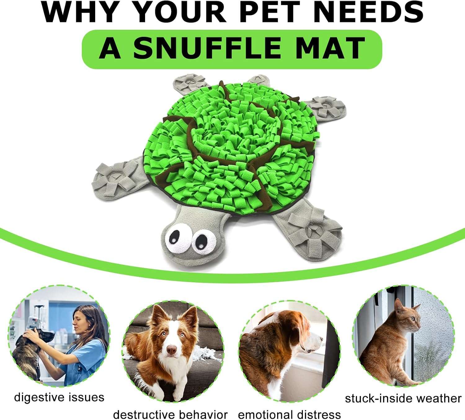 Tapete de olfato para perros con forma de tortuga. Es un comedero lento que ayuda a estimular la mente de la mascota.