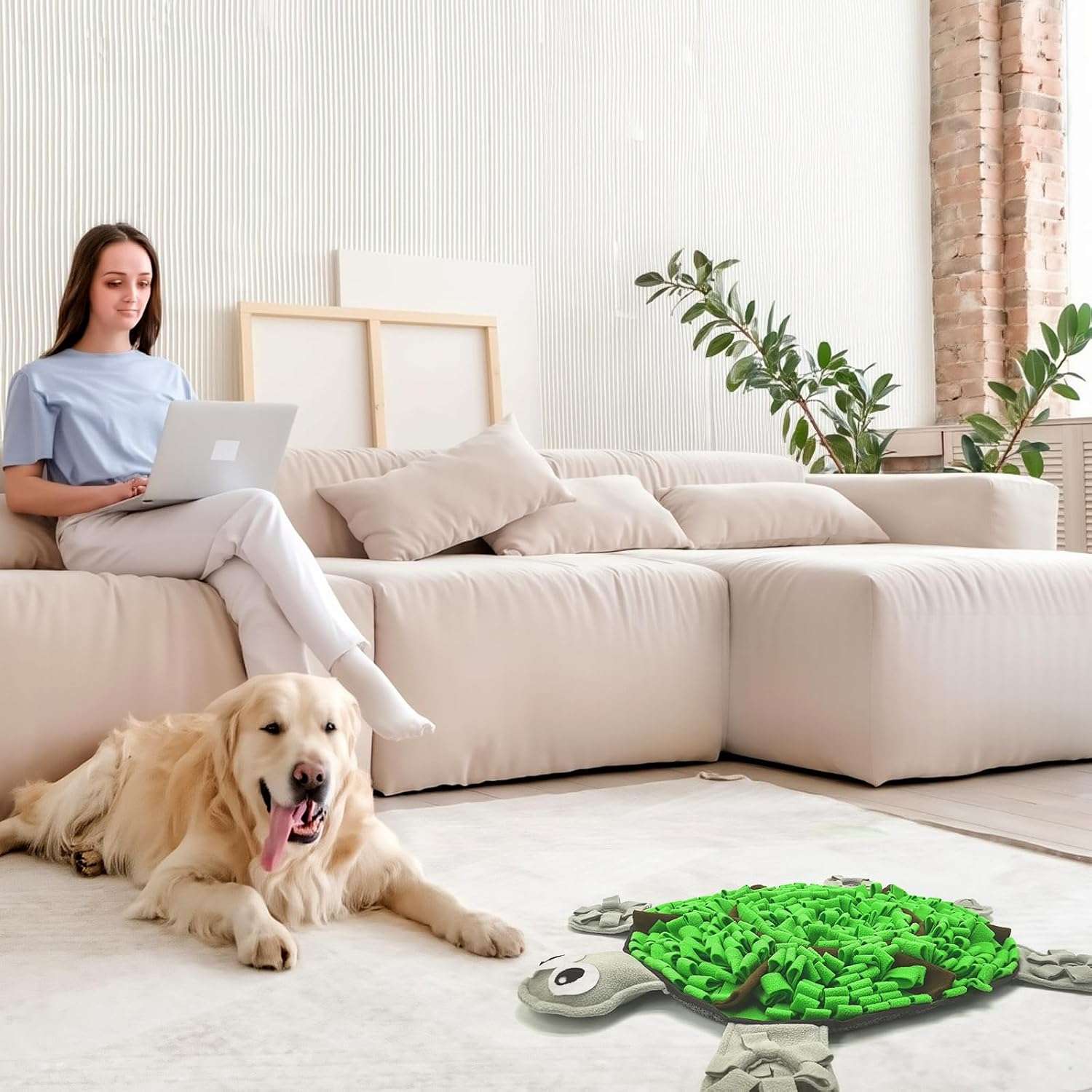 Tapete de olfato para perros con forma de tortuga. Es un comedero lento que ayuda a estimular la mente de la mascota.