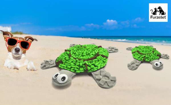 Tapete de olfato para perros con forma de tortuga. Es un comedero lento que ayuda a estimular la mente de la mascota.