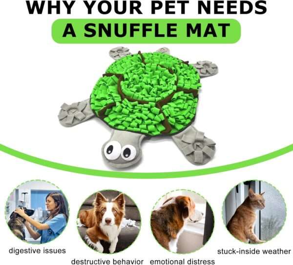 Tapete de olfato para perros con forma de tortuga. Es un comedero lento que ayuda a estimular la mente de la mascota.