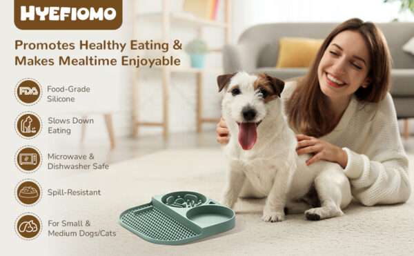 Set de 2 cuencos para perros y gatos. Incluye un tazón de silicona y un tapete para lamer con ventosas.