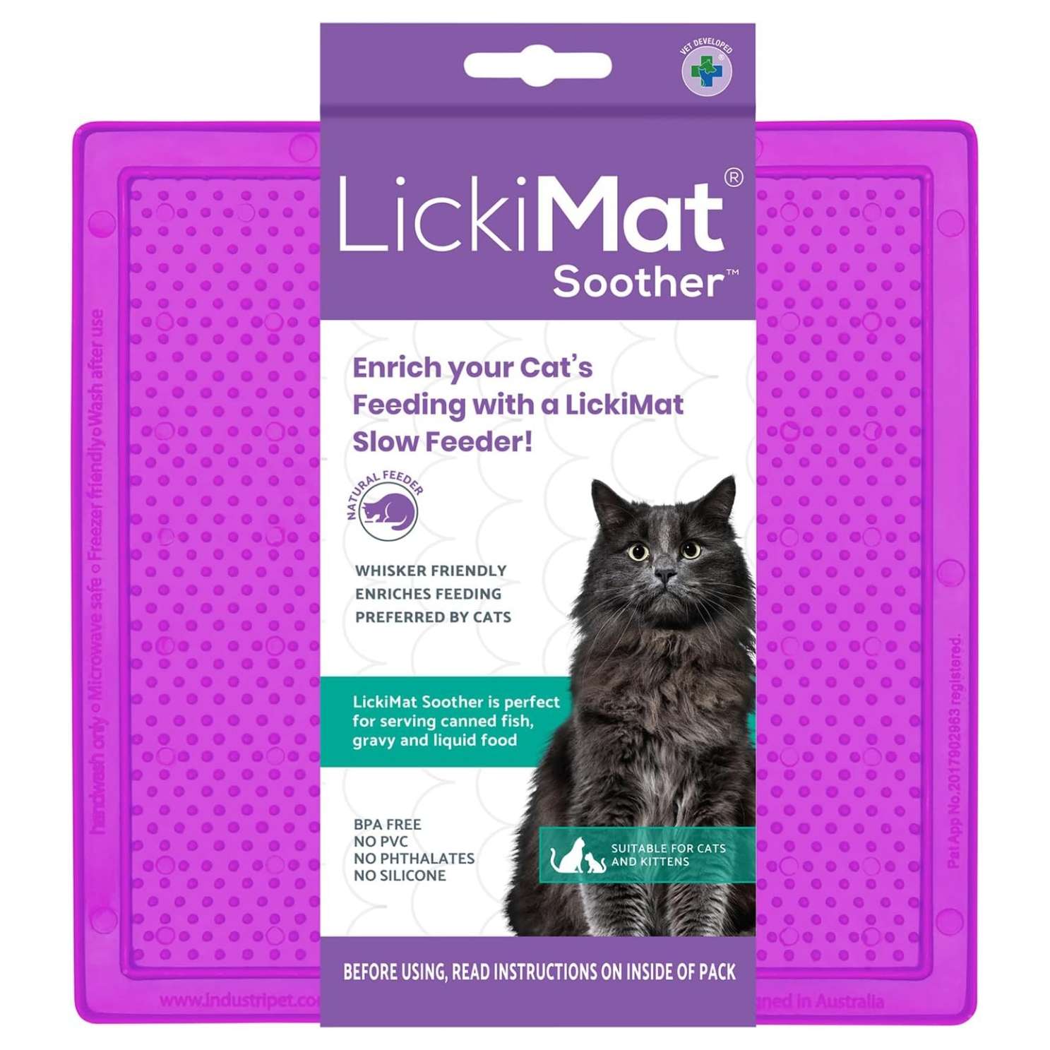 Tapete para lamer para gatos, ideal para alimentos, yogur y mantequilla de maní. Ayuda a reducir la ansiedad.