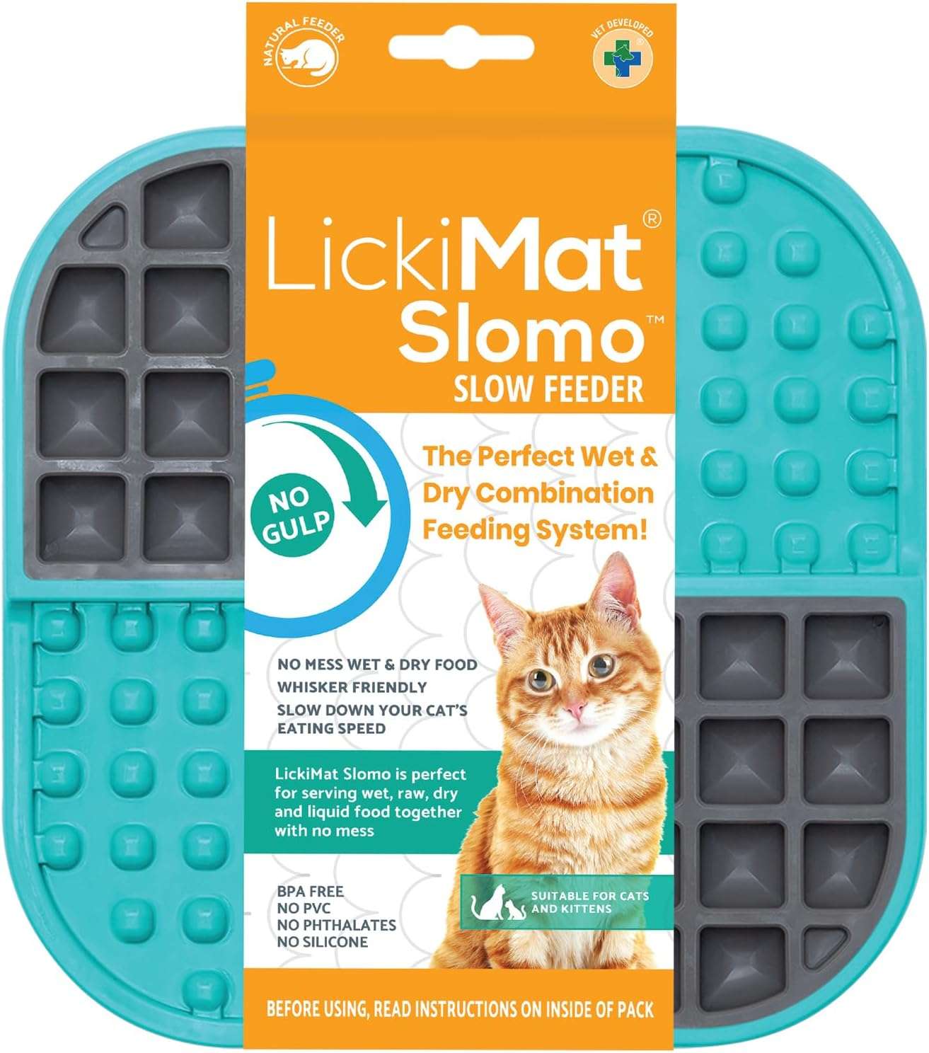 Tapete para lamer para gatos, ideal para alimentos, yogur y mantequilla de maní. Ayuda a reducir la ansiedad.