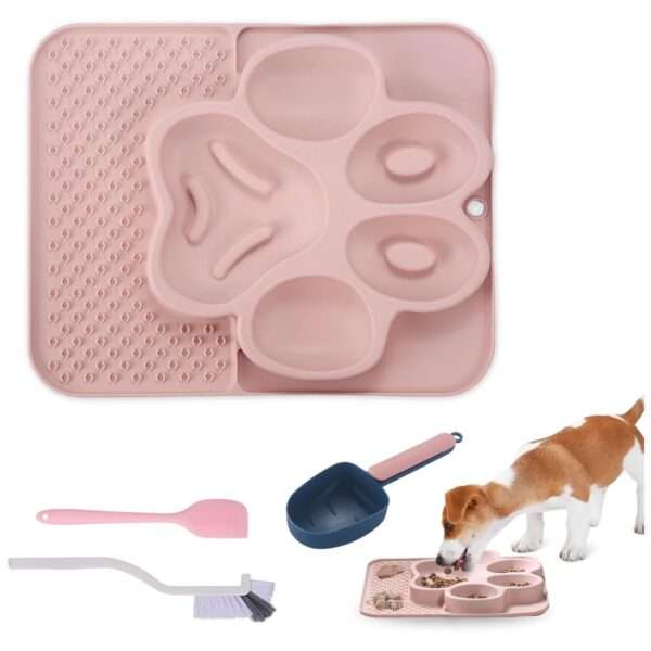 Tazón de alimentación lenta para perros y gatos. Es un plato de silicona con base antideslizante para evitar derrames.
