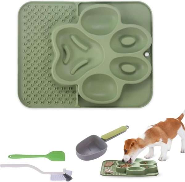 Tazón de alimentación lenta para perros y gatos. Es un plato de silicona con base antideslizante para evitar derrames.