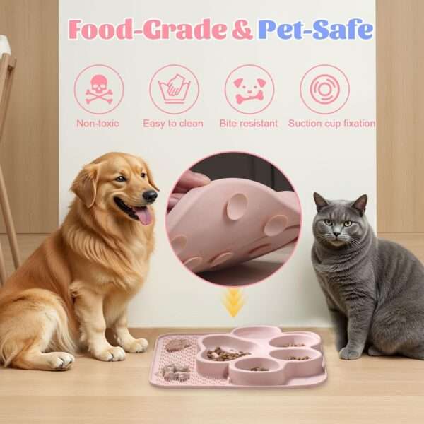 Tazón de alimentación lenta para perros y gatos. Es un plato de silicona con base antideslizante para evitar derrames.