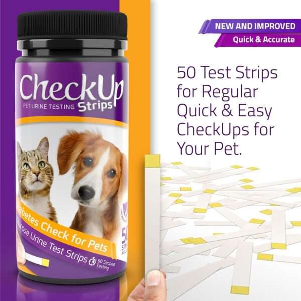 Kit de 50 tiras de glucosa veterinaria para perros y gatos para el control de la diabetes.