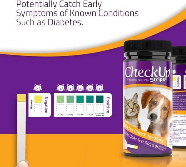 Kit de 50 tiras de glucosa veterinaria para perros y gatos para el control de la diabetes.