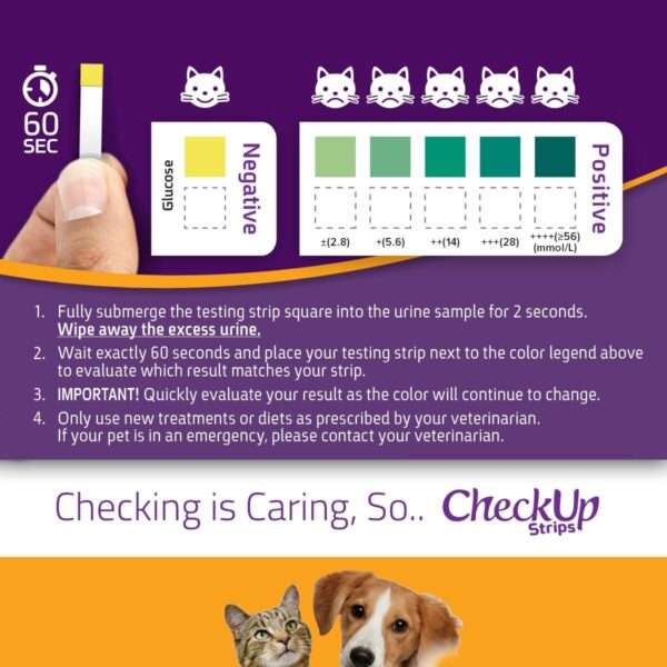 Kit de 50 tiras de glucosa veterinaria para perros y gatos para el control de la diabetes.