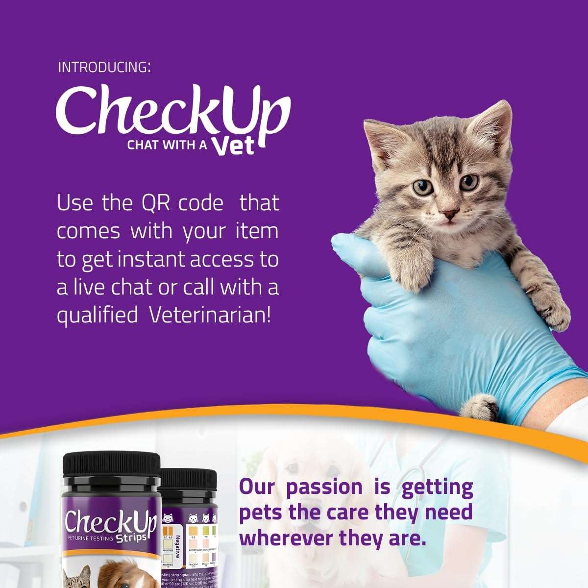 Kit de 50 tiras de glucosa veterinaria para perros y gatos para el control de la diabetes.