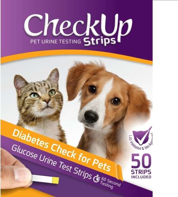 Kit de 50 tiras de glucosa veterinaria para perros y gatos para el control de la diabetes.