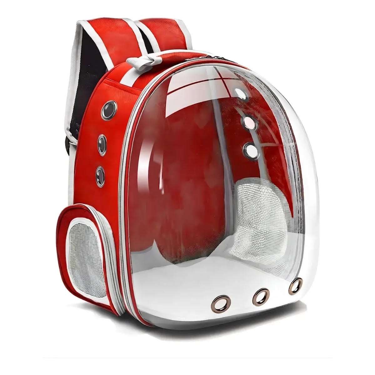 Mochila transportadora transparente con cápsula para perro y gato.