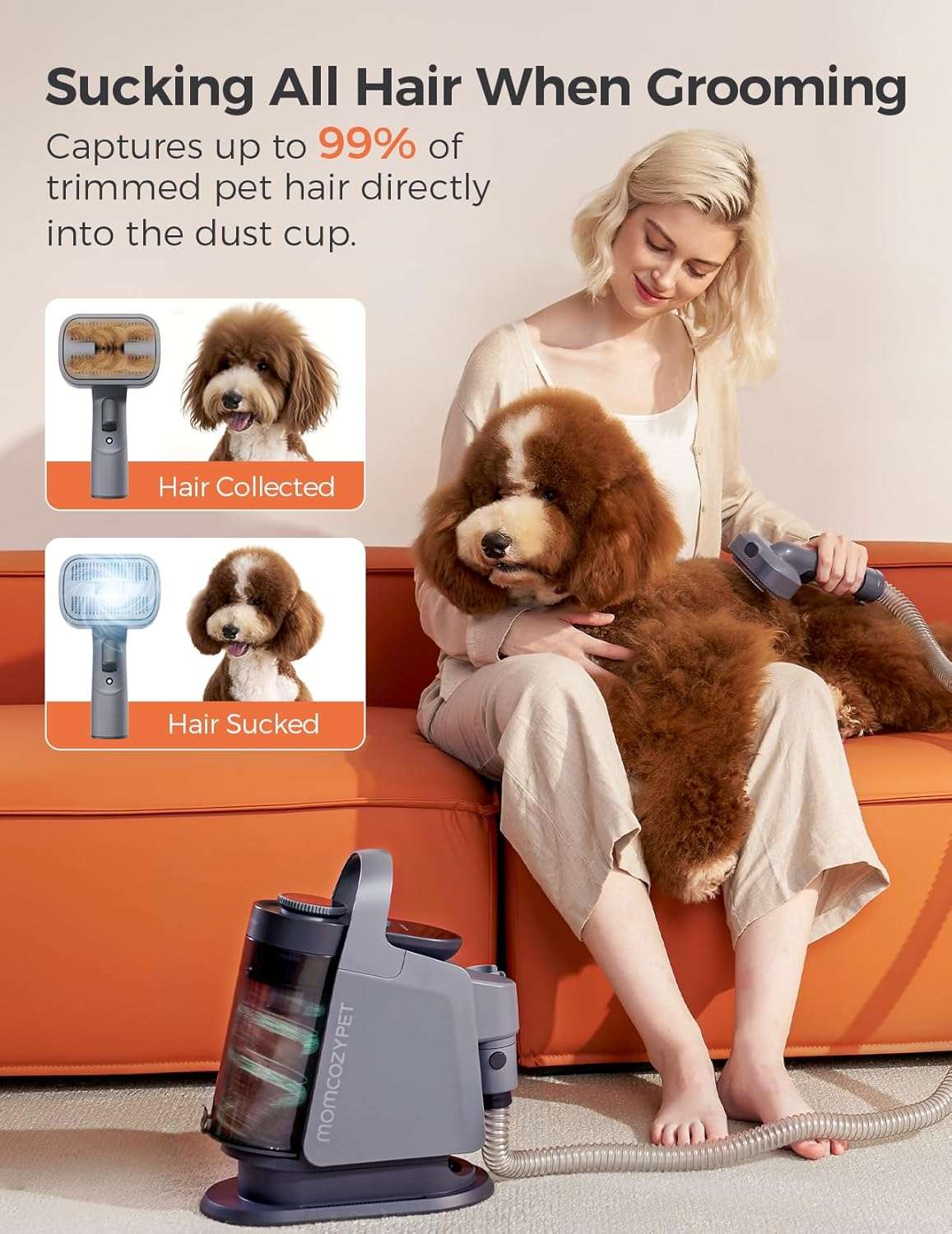 Kit profesional de aseo 5 en 1 para mascotas con aspiradora y 5 herramientas, succión de 13000 Pa.