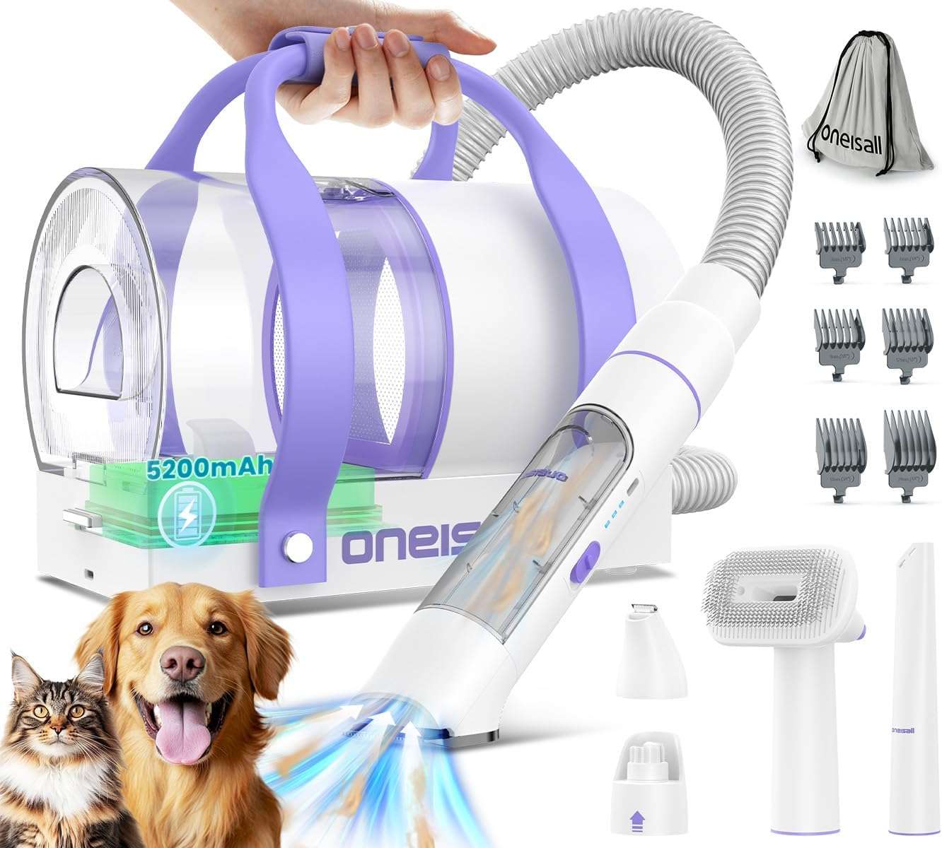 Aspiradora inalámbrica para mascotas, portátil, con gran capacidad de 2L.