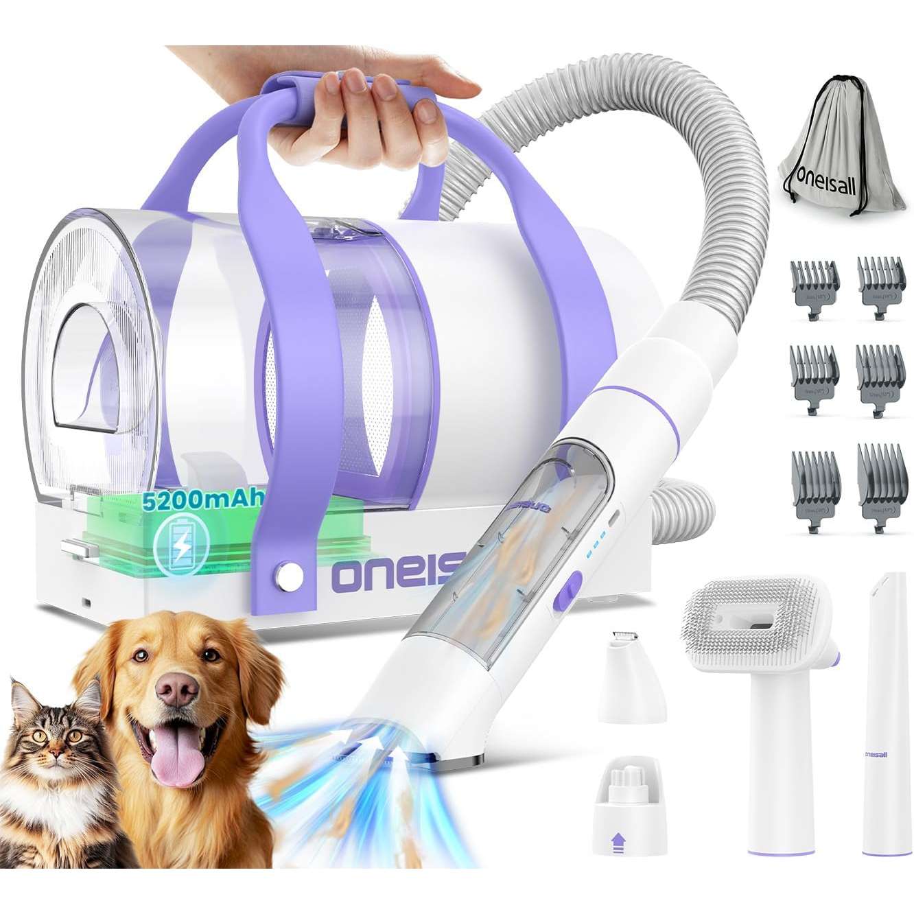 Aspiradora inalámbrica para mascotas, portátil, con gran capacidad de 2L.