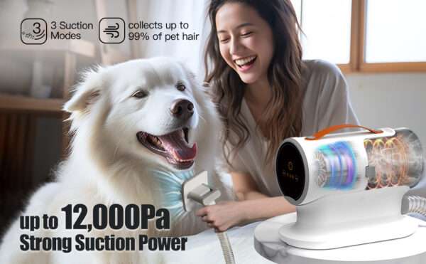 Aspiradora profesional para mascotas, kit de aseo 5 en 1, potencia de 12000 Pa.