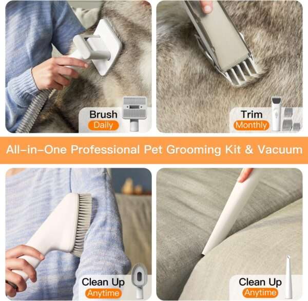 Aspiradora profesional para mascotas, kit de aseo 5 en 1, potencia de 12000 Pa.
