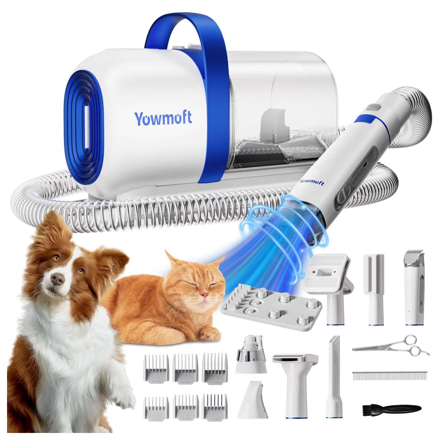 Kit de aseo profesional 15 en 1 para mascotas, con aspiradora de 11 Kpa y cepillos.