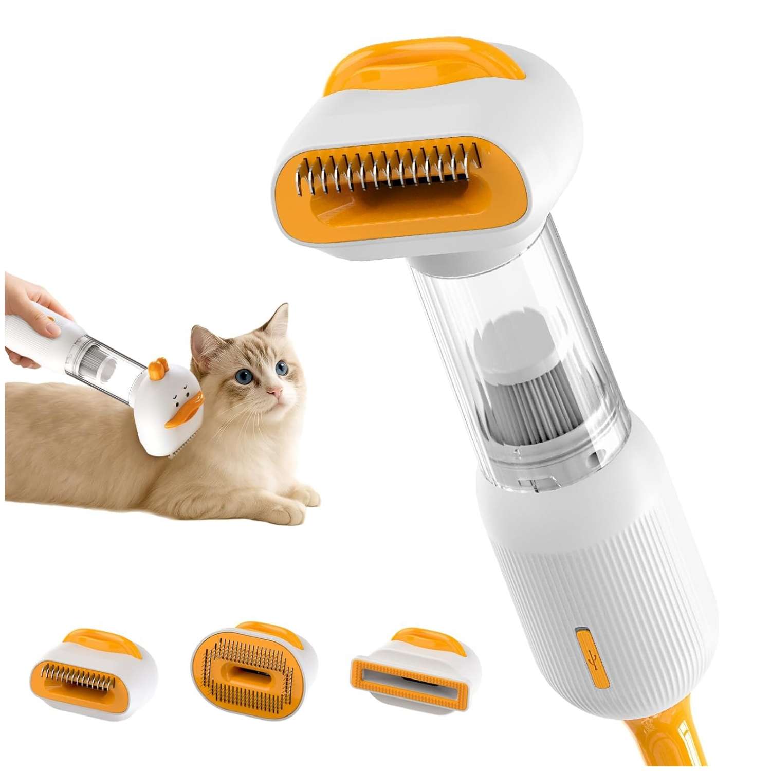 Aspiradora para gatos, kit de aseo, bajo ruido, 4 en 1.